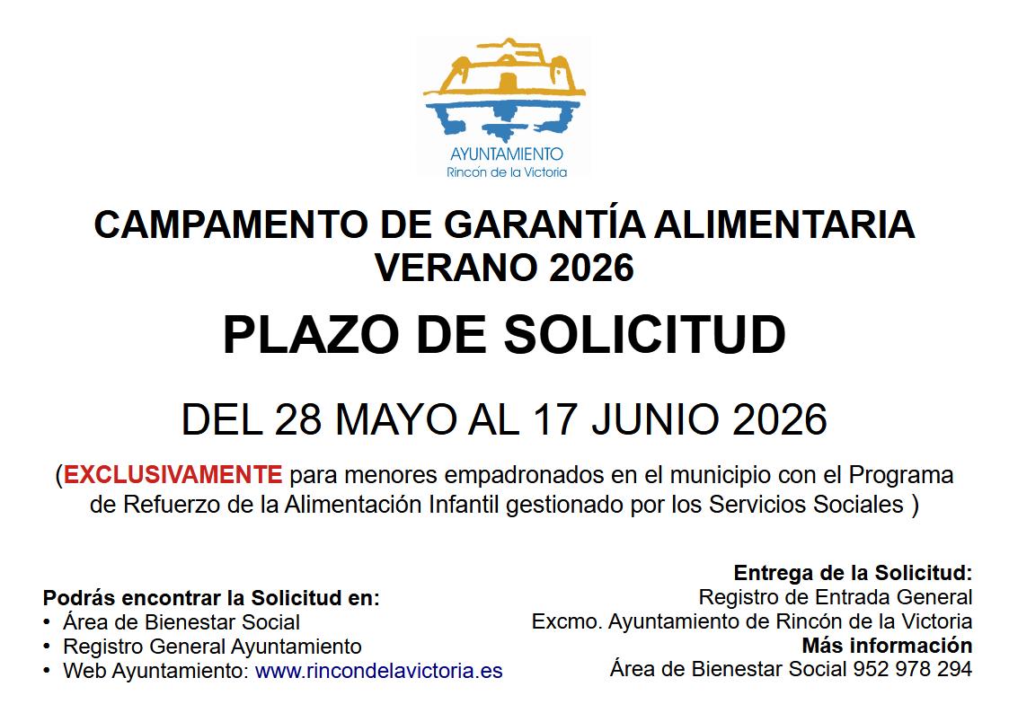 Cartel Campamento Verano Garantía Alimentaria 2026