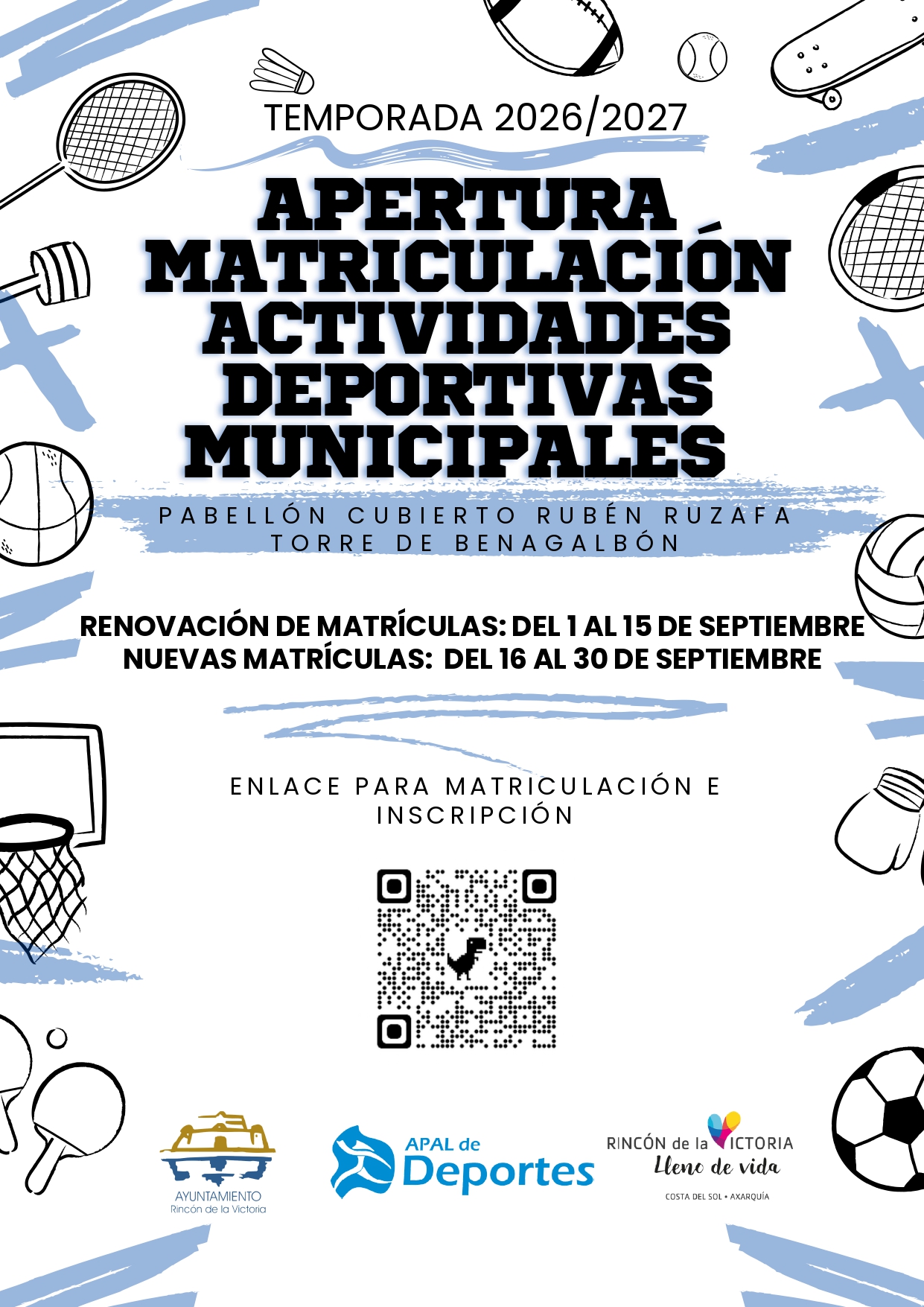 Cartel apertura matriculación actividades municipales deportivas 2026-27